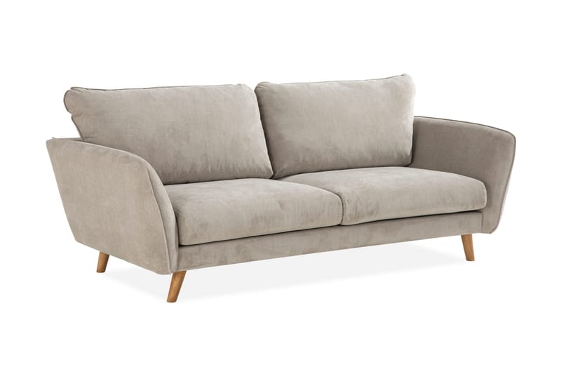 Trend Lyx 3-seters Sofa med Vinklede Armlener i Stoff - Beige - Møbler - Sofaer - 3 seter sofa