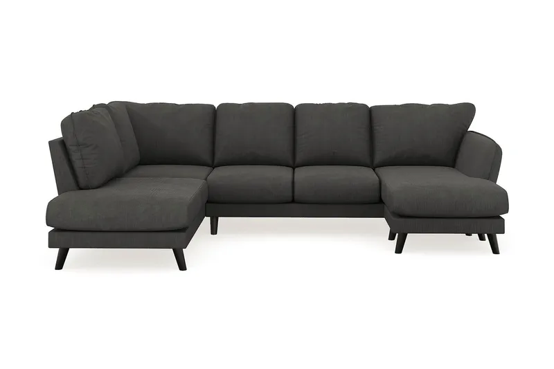 Trend Lyx 4-seters Høyrevendt U-formet Sofa med Divan og Sjeselong i Manchester, Mørkegrå