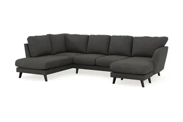Trend Lyx 4-seters Høyrevendt U-formet Sofa med Divan og Sjeselong i Manchester - Mørkegrå - Møbler - Sofaer - U-sofa