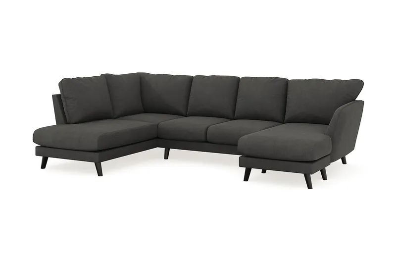 Trend Lyx 4-seters Høyrevendt U-formet Sofa med Divan og Sjeselong i Manchester - Mørkegrå - Møbler - Sofaer - U-sofa