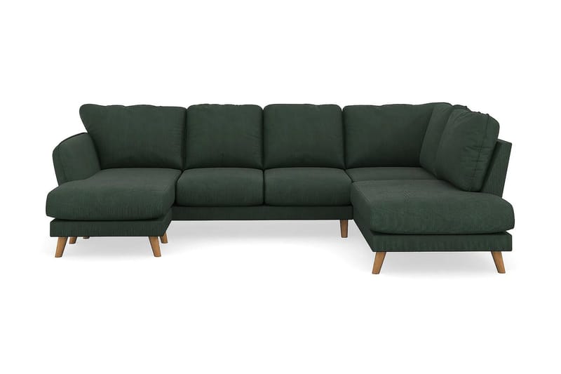 Trend Lyx 4-seters Høyrevendt U-formet Sofa med Divan og Sjeselong i Manchester, Mørkegrønn