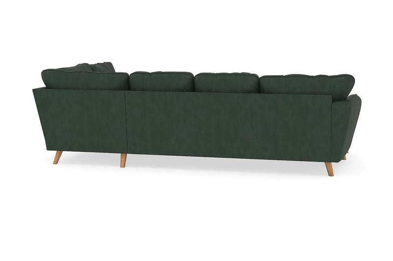 Trend Lyx 4-seters Høyrevendt U-formet Sofa med Divan og Sjeselong i Manchester - Mørkegrønn - Møbler - Sofaer - U-sofa