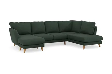 Trend Lyx 4-seters Høyrevendt U-formet Sofa med Divan og Sjeselong i Manchester - Mørkegrønn - Møbler - Sofaer - U-sofa