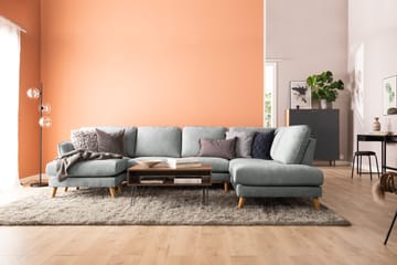 Trend Lyx 4-seters Høyrevendt U-formet Sofa med Divan og Sjeselong i Stoff - Grå - Møbler - Sofaer - U-sofa