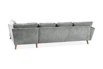 Trend Lyx 4-seters Høyrevendt U-formet Sofa med Divan og Sjeselong i Stoff - Grå - Møbler - Sofaer - U-sofa