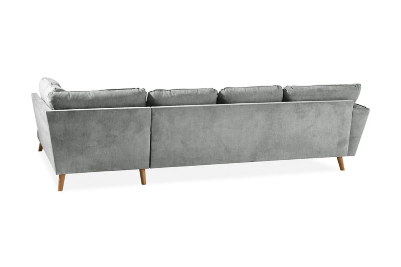 Trend Lyx 4-seters Høyrevendt U-formet Sofa med Divan og Sjeselong i Stoff - Grå - Møbler - Sofaer - U-sofa