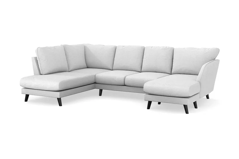 Trend Lyx 4-seters Høyrevendt U-formet Sofa med Divan og Sjeselong i Stoff - Lysegrå - Møbler - Sofaer - U-sofa