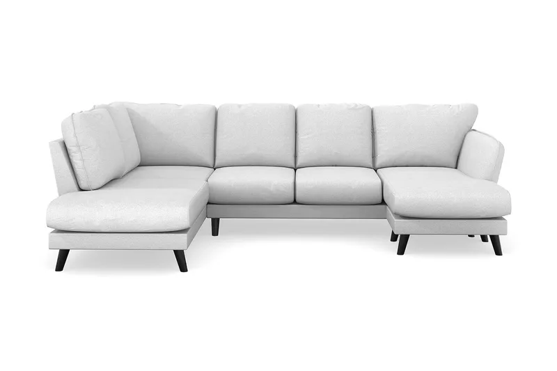 Trend Lyx 4-seters Høyrevendt U-formet Sofa med Divan og Sjeselong i Stoff, Lysegrå