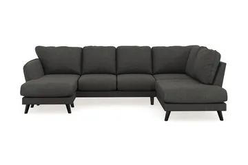 Trend Lyx 4-seters Venstrevendt U-formet Sofa med Divan og Sjeselong i Manchester - Mørkegrå - Møbler - Sofaer - U-sofa