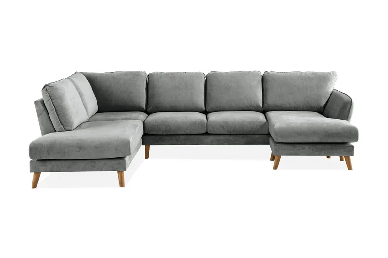 Trend Lyx 4-seters Venstrevendt U-formet Sofa med Divan og Sjeselong i Stoff, Grå