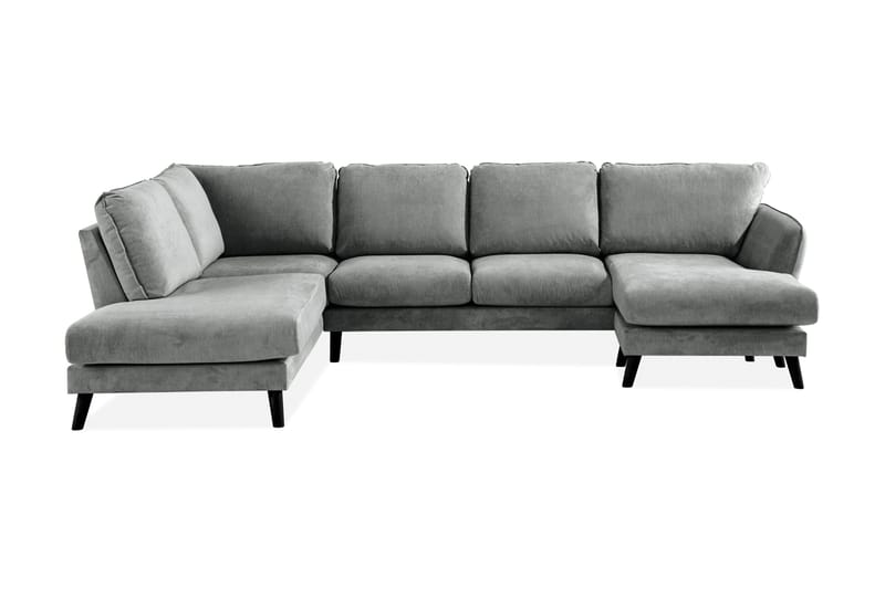 Trend Lyx 4-seters Venstrevendt U-formet Sofa med Divan og Sjeselong i Stoff, Grå