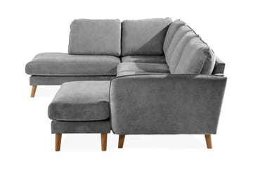 Trend Lyx 4-seters Venstrevendt U-formet Sofa med Divan og Sjeselong i Stoff - Grå - Møbler - Sofaer - U-sofa