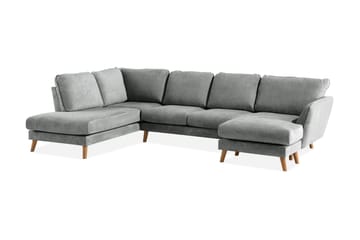 Trend Lyx 4-seters Venstrevendt U-formet Sofa med Divan og Sjeselong i Stoff - Grå - Møbler - Sofaer - U-sofa