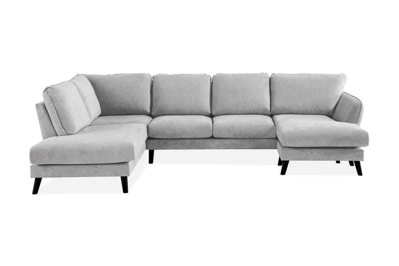 Trend Lyx 4-seters Venstrevendt U-formet Sofa med Divan og Sjeselong i Stoff, Lys grå
