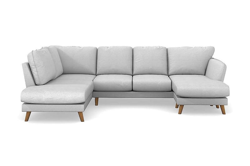Trend Lyx 4-seters Venstrevendt U-formet Sofa med Divan og Sjeselong i Stoff, Lys grå