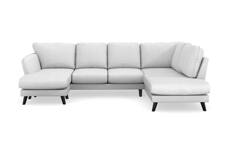 Trend Lyx 4-seters Venstrevendt U-formet Sofa med Divan og Sjeselong i Stoff, Lysegrå