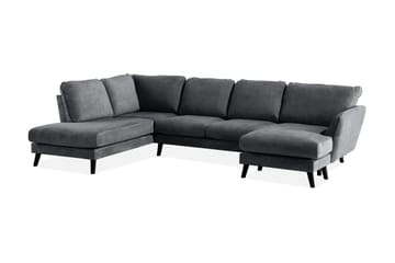 Trend Lyx 4-seters Venstrevendt U-formet Sofa med Divan og Sjeselong i Stoff - Mørk grå - Møbler - Sofaer - U-sofa