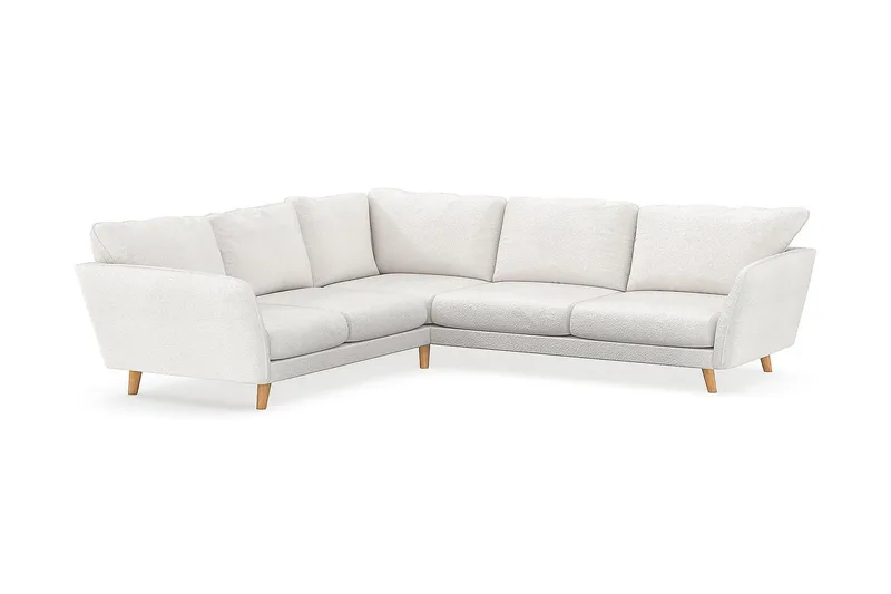 Trend Lyx 6-seter Vendbar L-formet Hjørnesofa i Bouclé - Hvit - Møbler - Sofaer - Hjørnesofaer