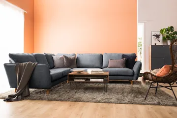 Trend Lyx 6-seters Vendbar L-formet Hjørnesofa i Stoff - Mørk grå - Møbler - Sofaer - Hjørnesofaer