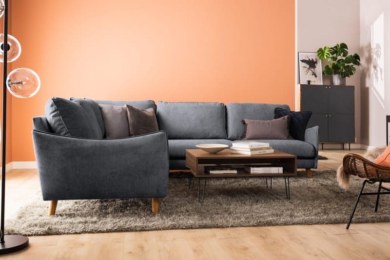 Trend Lyx Hjørnesofa Vendbar - Mørkegrå/Eik - Møbler - Sofaer - Hjørnesofaer