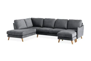 Trend Lyx U-Sofa med Divan Høyre - Mørkegrå/Eik - Møbler - Sofaer - U-sofa