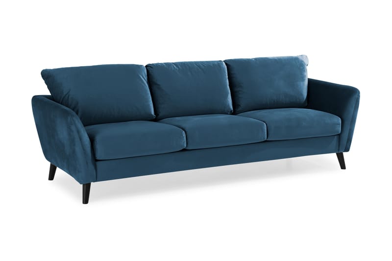 Trend Sofagruppe 3-seters + 2-seters Sofa + Lenestol + Fotskammel i Fløyel - Blå - Møbler - Sofaer - Sofagrupper