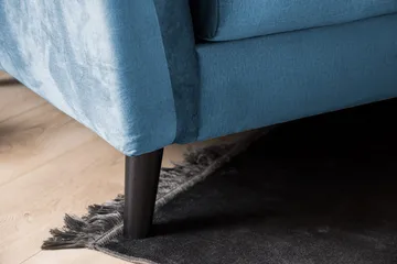 Trend Sofagruppe 3-seters + 2-seters Sofa + Lenestol + Fotskammel i Fløyel - Blå - Møbler - Sofaer - Sofagrupper