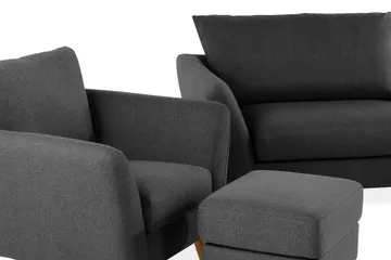 Trend Sofagruppe 3-seters + 2-seters Sofa + Lenestol + Fotskammel i Stoff - Svart - Møbler - Sofaer - Sofagrupper