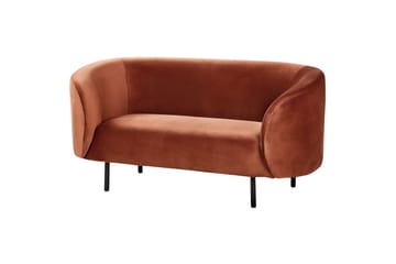 Tuka 2-seters Sofa i Fløyel med Metallben - Oransje|Svart - Møbler - Sofaer - Fløyelssofaer