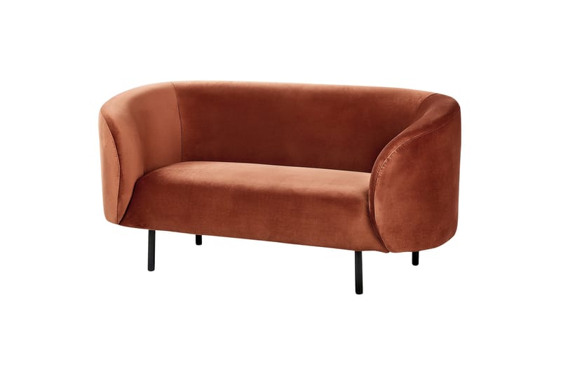 Tuka 2-seters Sofa i Fløyel med Metallben - Oransje|Svart - Møbler - Sofaer - Fløyelssofaer