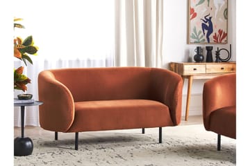 Tuka 2-seters Sofa i Fløyel med Metallben - Oransje|Svart - Møbler - Sofaer - Fløyelssofaer