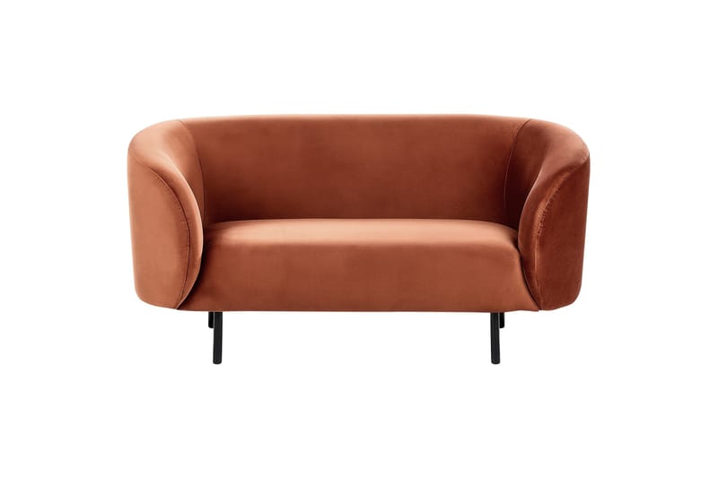 Tuka 2-seters Sofa i Fløyel med Metallben, Oransje|Svart
