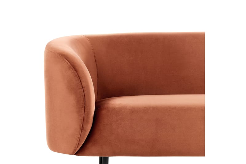 Tuka 2-seters Sofa i Fløyel med Metallben - Oransje|Svart - Møbler - Sofaer - Fløyelssofaer
