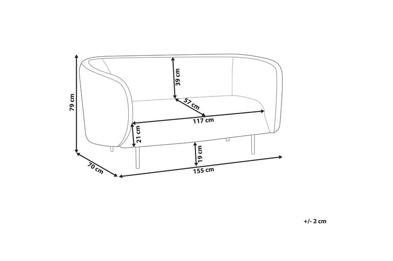 Tuka 2-seters Sofa i Stoff med Metallben - Beige|Grå|Svart - Møbler - Sofaer - 2 seter sofa