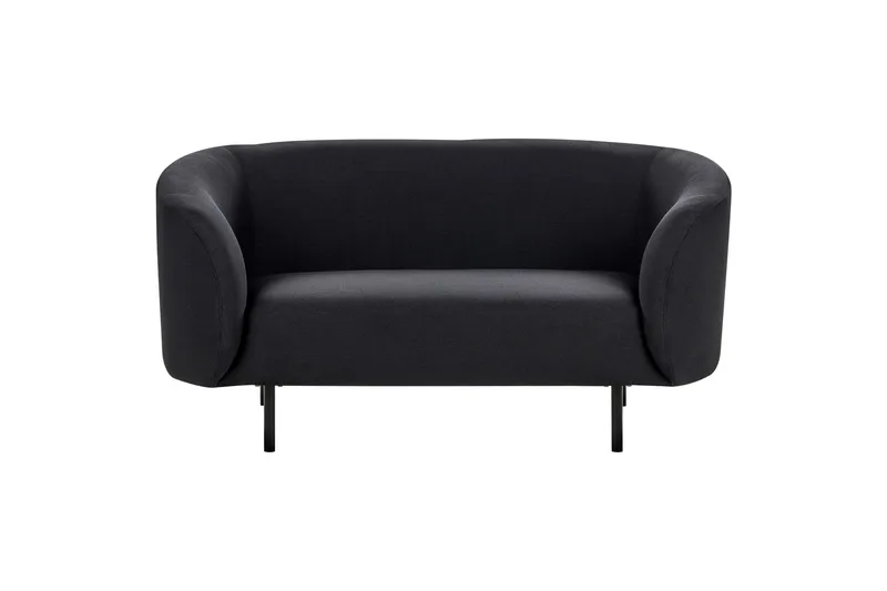 Tuka 2-seters Sofa i Stoff med Metallben, Svart