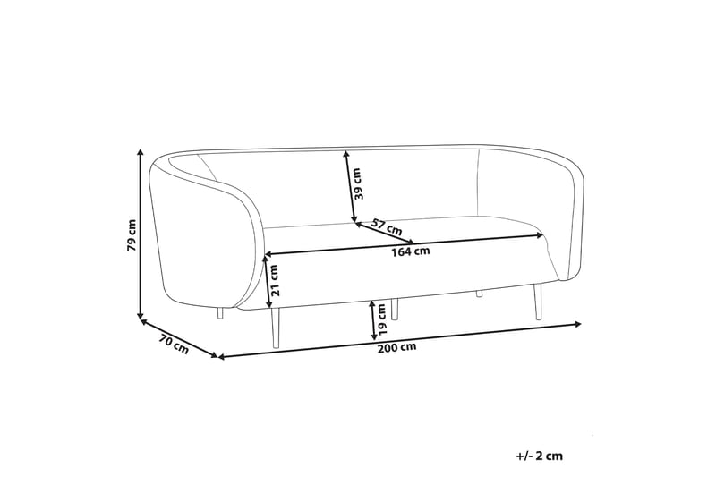 Tuka 3-seters Sofa med Avrundede Armlener i Bouclé - Beige|Grå|Svart - Møbler - Sofaer - 3 seter sofa