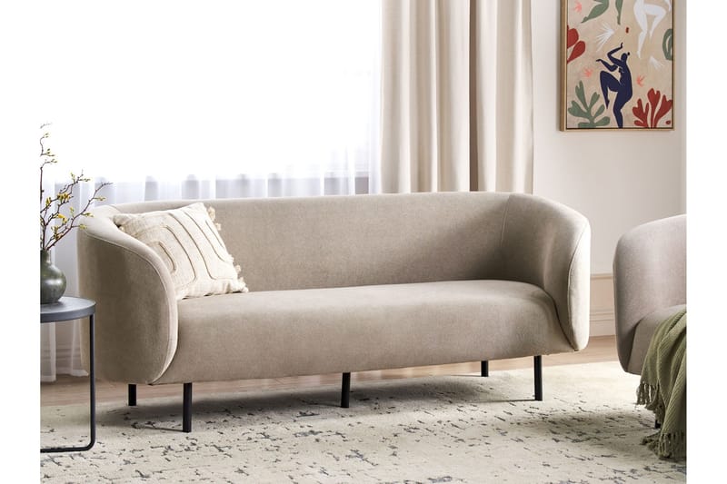 Tuka 3-seters Sofa med Avrundede Armlener i Bouclé - Beige|Grå|Svart - Møbler - Sofaer - 3 seter sofa