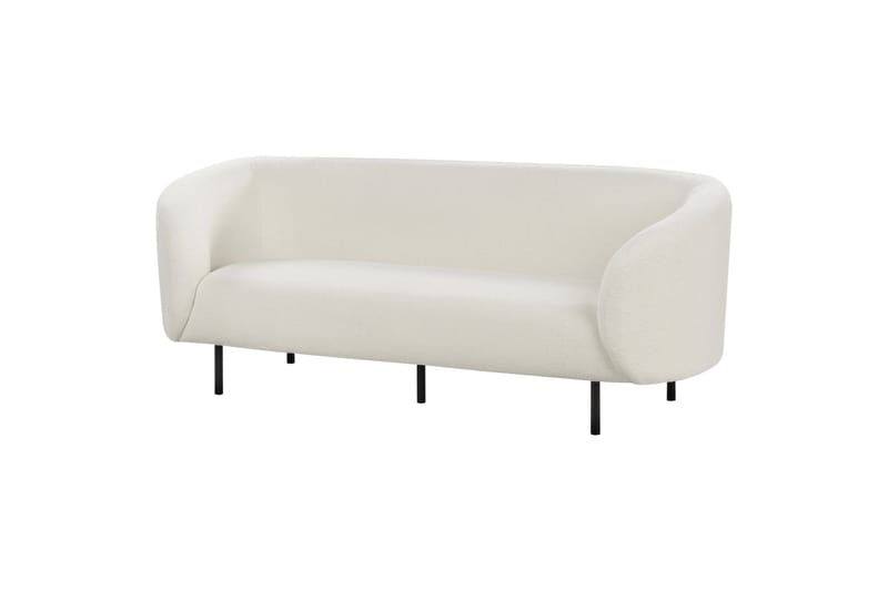 Tuka 3-seters Sofa med Avrundede Armlener i Bouclé, Hvit|Svart