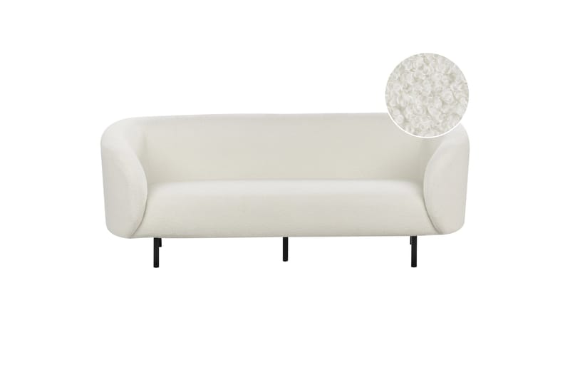 Tuka 3-seters Sofa med Avrundede Armlener i Bouclé - Hvit|Svart - Møbler - Sofaer - 3 seter sofa