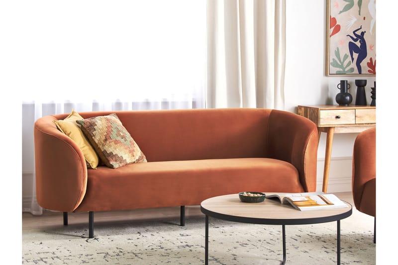 Tuka Sofa 3-seter - Svart/Oransje - Møbler - Sofaer - Fløyelssofaer