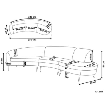 U-formet sofa Moss - Grå, Gull - Møbler - Sofaer - Fløyelssofaer