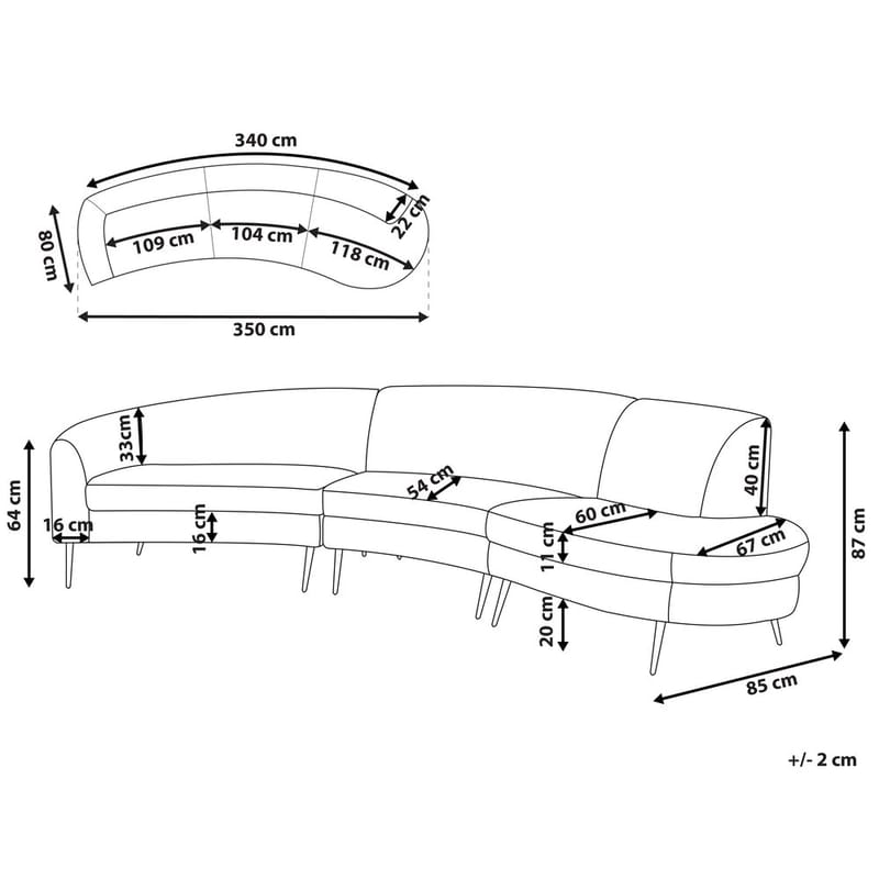 U-formet sofa Moss - Grå, Gull - Møbler - Sofaer - Fløyelssofaer
