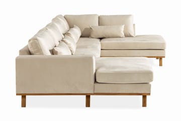 Copenhagen 5-seters Høyrevendt U-formet Large Sofa med Divan og Sjeselong i Fløyel - Beige - Møbler - Sofaer - U-sofa