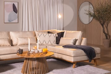 Copenhagen 5-seters Høyrevendt U-formet Large Sofa med Divan og Sjeselong i Fløyel - Beige - Møbler - Sofaer - U-sofa