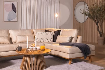 Copenhagen 5-seters Høyrevendt U-formet Large Sofa med Divan og Sjeselong i Fløyel - Beige - Møbler - Sofaer - U-sofa