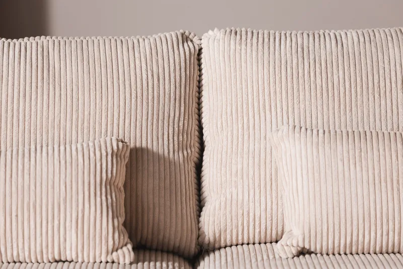 Copenhagen 5-seters Høyrevendt U-formet Large Sofa med Divan og Sjeselong i Manchester - Beige - Møbler - Sofaer - U-sofa