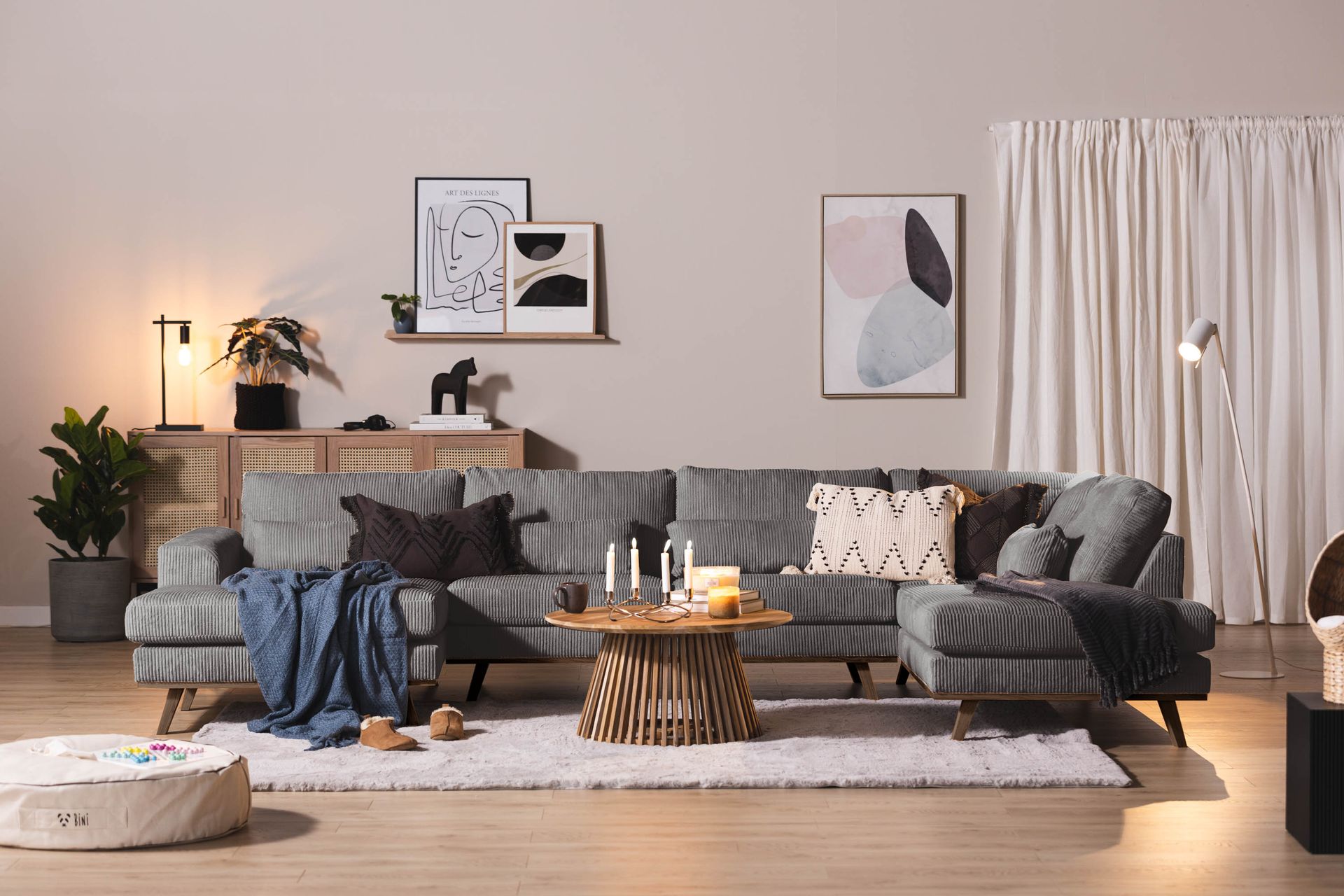 Copenhagen 5-seters Høyrevendt U-formet Large Sofa med Divan og Sjeselong i Manchester - Mørk grå - Møbler - Sofaer - U-sofa