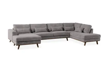 Copenhagen 5-seters Høyrevendt U-formet Large Sofa med Divan og Sjeselong i Manchester - Mørk grå - Møbler - Sofaer - U-sofa