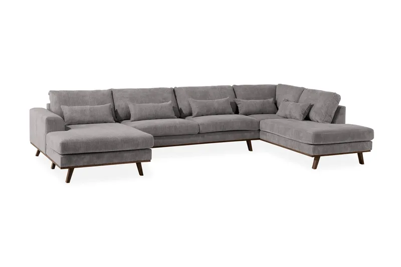 Copenhagen 5-seters Høyrevendt U-formet Large Sofa med Divan og Sjeselong i Manchester - Mørk grå - Møbler - Sofaer - U-sofa