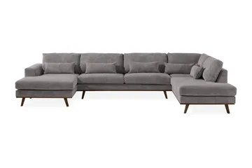 Copenhagen 5-seters Høyrevendt U-formet Large Sofa med Divan og Sjeselong i Manchester - Mørk grå - Møbler - Sofaer - U-sofa